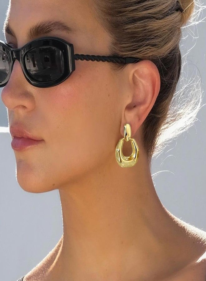 QJLE 6 Pairs Gold Dangle Earrings for Women, 14K Gold Plated Earrings Geometric Knot Drop Huggie Earrings Trendy Jewelry Gifts - Image 5